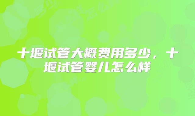 十堰试管大概费用多少,十堰试管婴儿怎么样