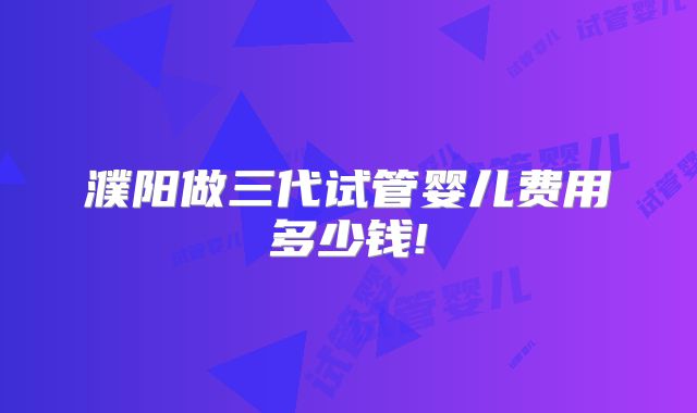 濮阳做三代试管婴儿费用多少钱!