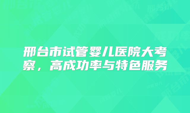 邢台市试管婴儿医院大考察，高成功率与特色服务