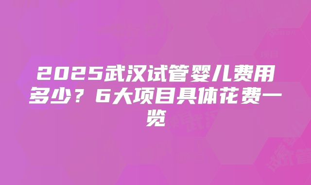 2025武汉试管婴儿费用多少？6大项目具体花费一览