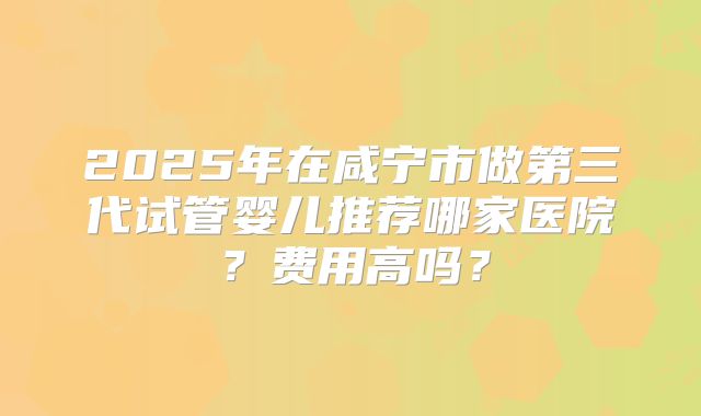 2025年在咸宁市做第三代试管婴儿推荐哪家医院？费用高吗？