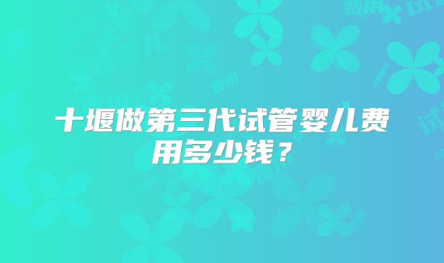 十堰做第三代试管婴儿费用多少钱？