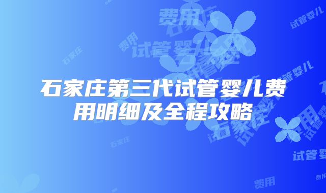 石家庄第三代试管婴儿费用明细及全程攻略