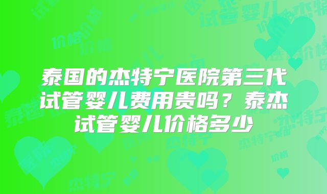 泰国的杰特宁医院第三代试管婴儿费用贵吗？泰杰试管婴儿价格多少