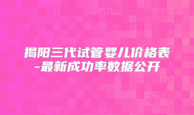 揭阳三代试管婴儿价格表-最新成功率数据公开
