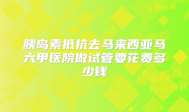 胰岛素抵抗去马来西亚马六甲医院做试管要花费多少钱