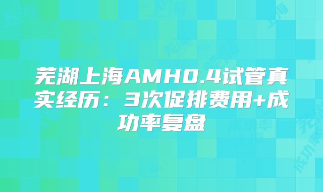 芜湖上海AMH0.4试管真实经历:3次促排费用+成功率复盘