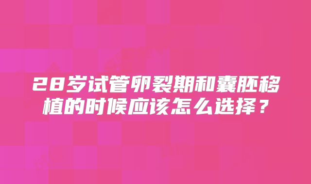 28岁试管卵裂期和囊胚移植的时候应该怎么选择?