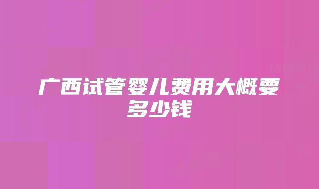 广西试管婴儿费用大概要多少钱