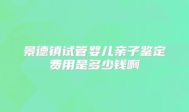 景德镇试管婴儿亲子鉴定费用是多少钱啊