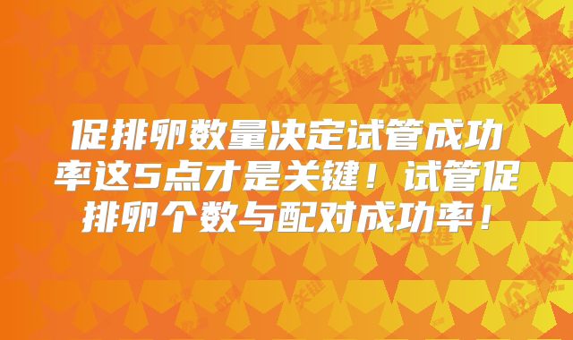 促排卵数量决定试管成功率这5点才是关键！试管促排卵个数与配对成功率！