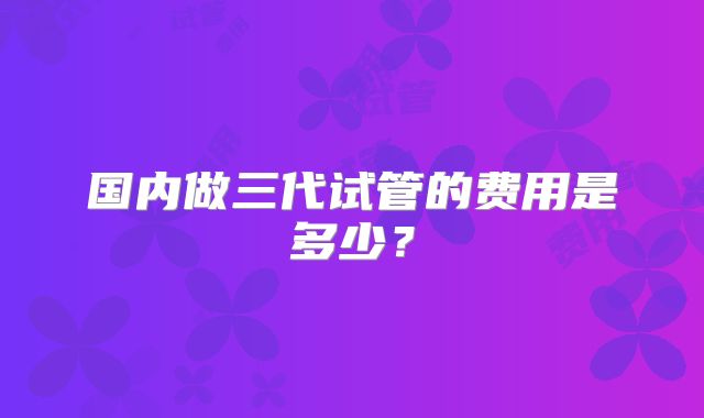 国内做三代试管的费用是多少？