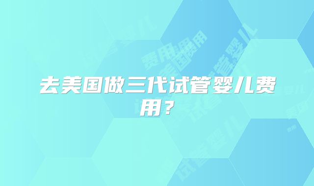 去美国做三代试管婴儿费用？