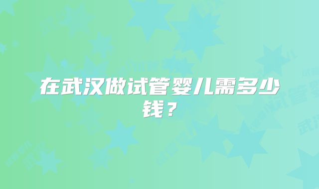 在武汉做试管婴儿需多少钱？