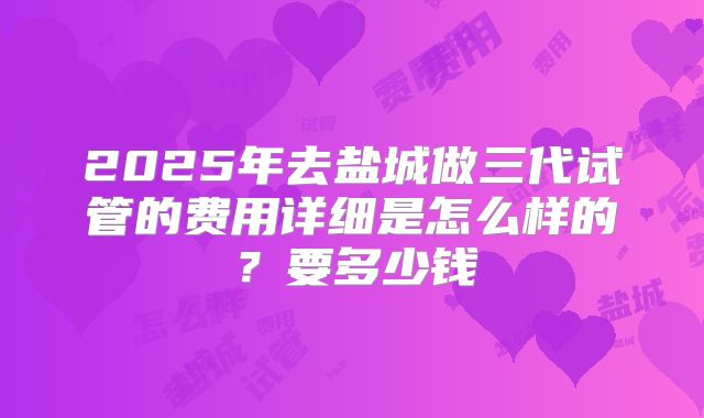 2025年去盐城做三代试管的费用详细是怎么样的？要多少钱