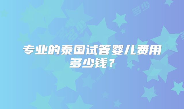 专业的泰国试管婴儿费用多少钱？
