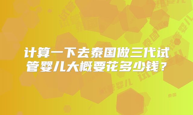 计算一下去泰国做三代试管婴儿大概要花多少钱?