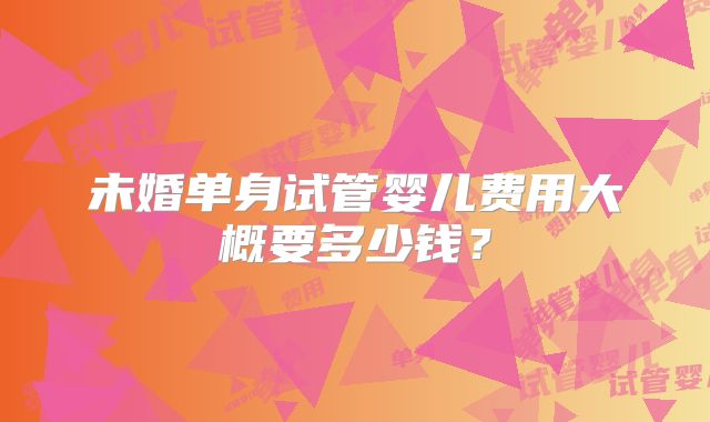 未婚单身试管婴儿费用大概要多少钱？