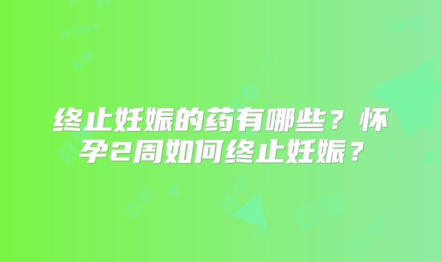 终止妊娠的药有哪些?怀孕2周如何终止妊娠?