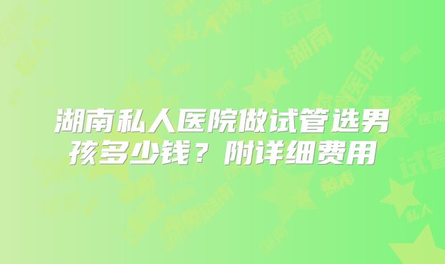 湖南私人医院做试管选男孩多少钱?附详细费用
