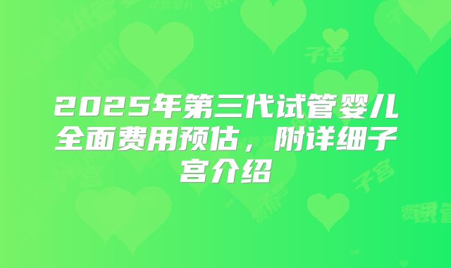 2025年第三代试管婴儿全面费用预估，附详细子宫介绍
