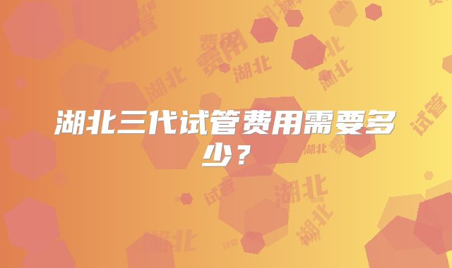 湖北三代试管费用需要多少?