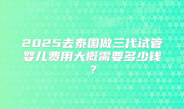 2025去泰国做三代试管婴儿费用大概需要多少钱?