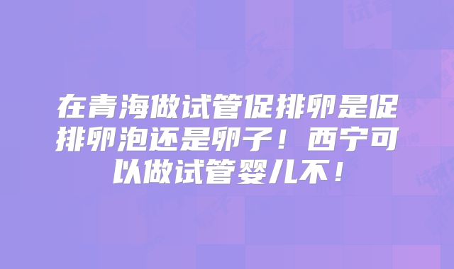 在青海做试管促排卵是促排卵泡还是卵子!西宁可以做试管婴儿不!
