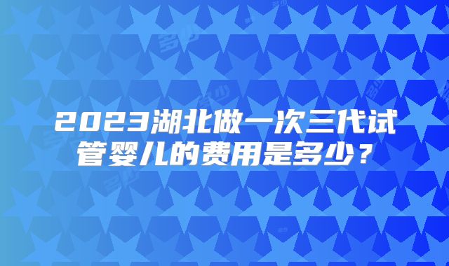2023湖北做一次三代试管婴儿的费用是多少？