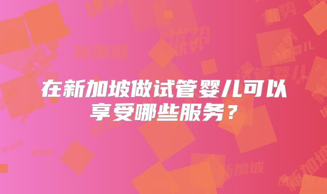 在新加坡做试管婴儿可以享受哪些服务?