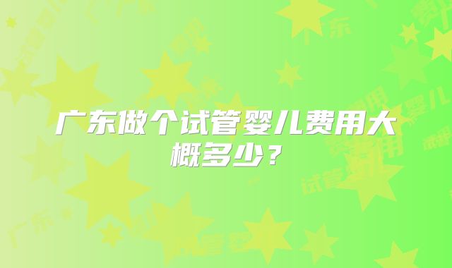广东做个试管婴儿费用大概多少?