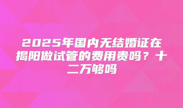2025年国内无结婚证在揭阳做试管的费用贵吗？十二万够吗