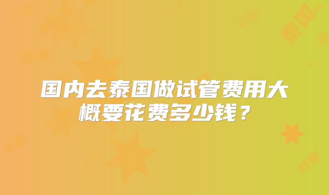 国内去泰国做试管费用大概要花费多少钱？