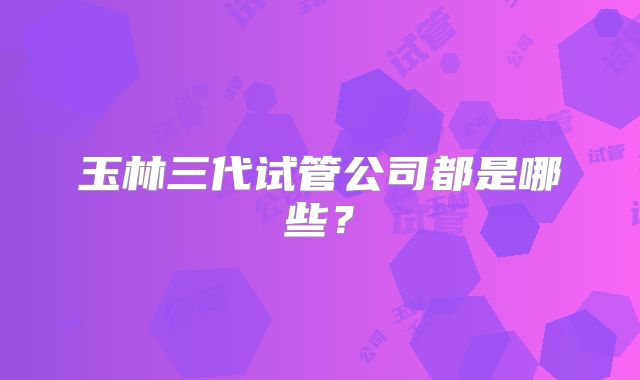 玉林三代试管公司都是哪些?