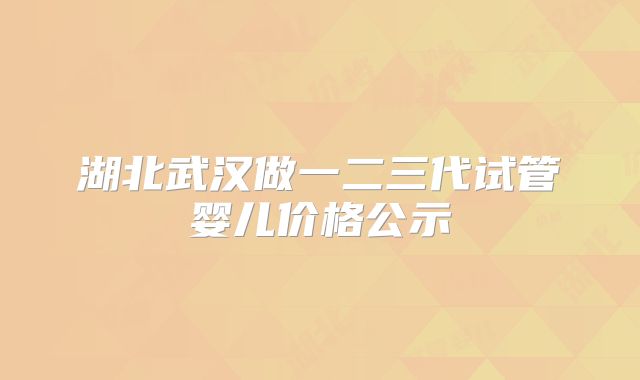 湖北武汉做一二三代试管婴儿价格公示