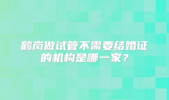 鹤岗做试管不需要结婚证的机构是哪一家？