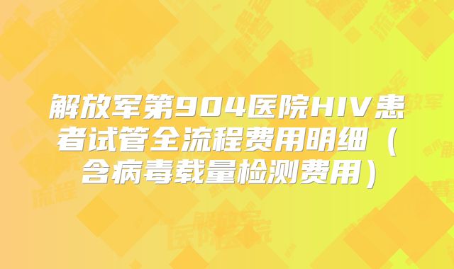 解放军第904医院HIV患者试管全流程费用明细（含病毒载量检测费用）