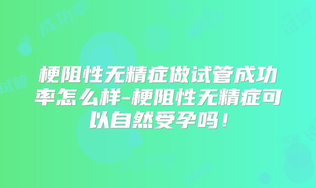 梗阻性无精症做试管成功率怎么样-梗阻性无精症可以自然受孕吗！