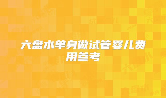六盘水单身做试管婴儿费用参考