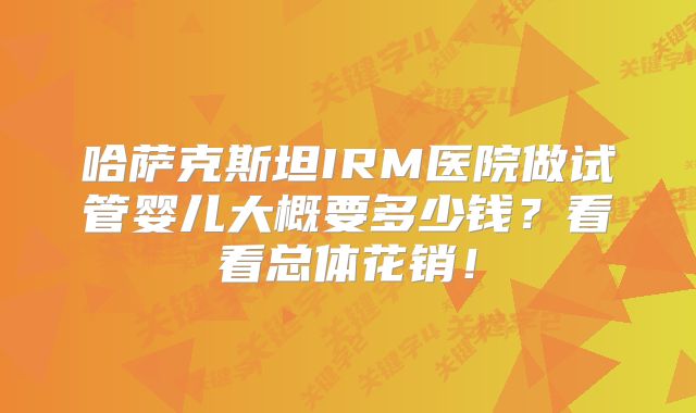 哈萨克斯坦IRM医院做试管婴儿大概要多少钱?看看总体花销!
