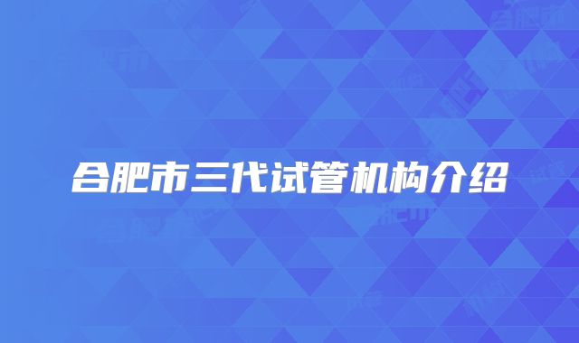 合肥市三代试管机构介绍