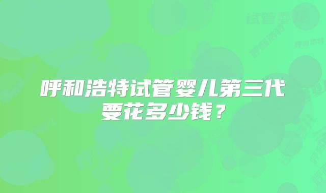 呼和浩特试管婴儿第三代要花多少钱？