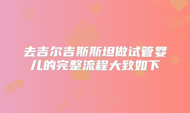 去吉尔吉斯斯坦做试管婴儿的完整流程大致如下