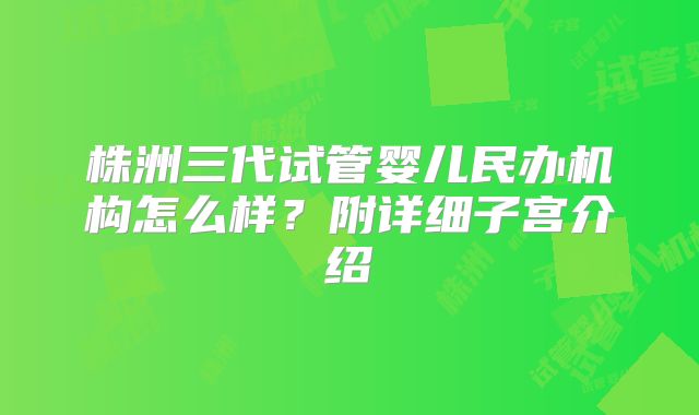 株洲三代试管婴儿民办机构怎么样？附详细子宫介绍