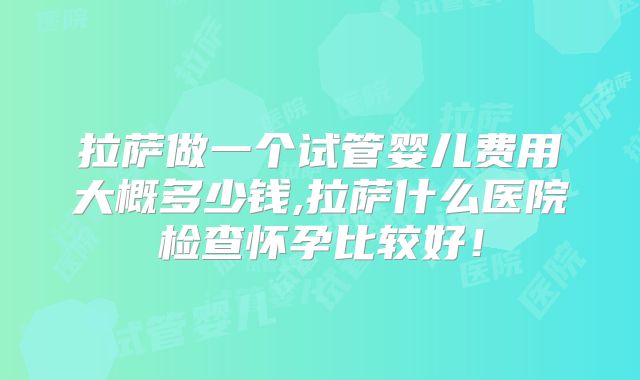 拉萨做一个试管婴儿费用大概多少钱,拉萨什么医院检查怀孕比较好!