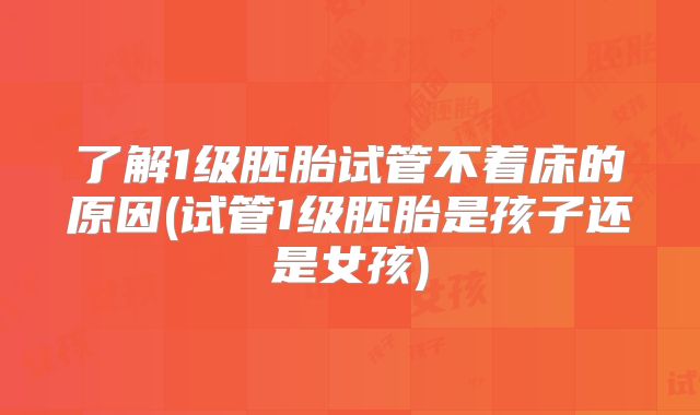 了解1级胚胎试管不着床的原因(试管1级胚胎是孩子还是女孩)
