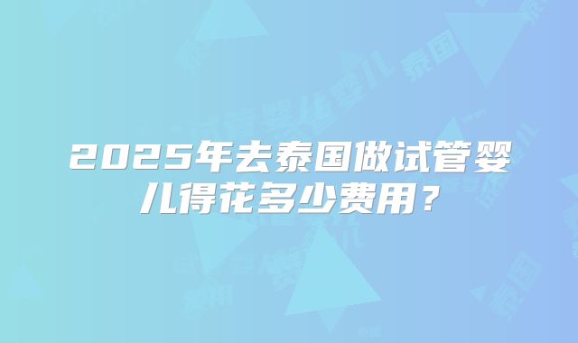 2025年去泰国做试管婴儿得花多少费用？