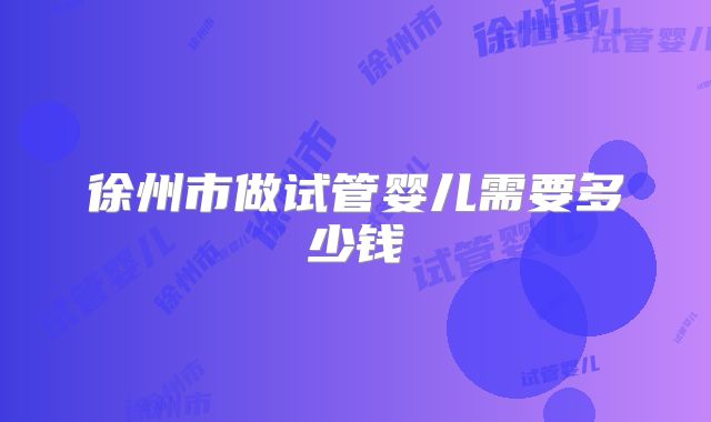 徐州市做试管婴儿需要多少钱