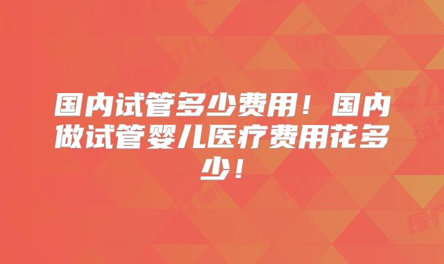 国内试管多少费用！国内做试管婴儿医疗费用花多少！
