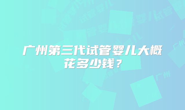 广州第三代试管婴儿大概花多少钱？